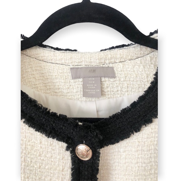 ❌SOLD❌H&M Classic Wool Blend White Tweed Jacket - Picture 7 of 13